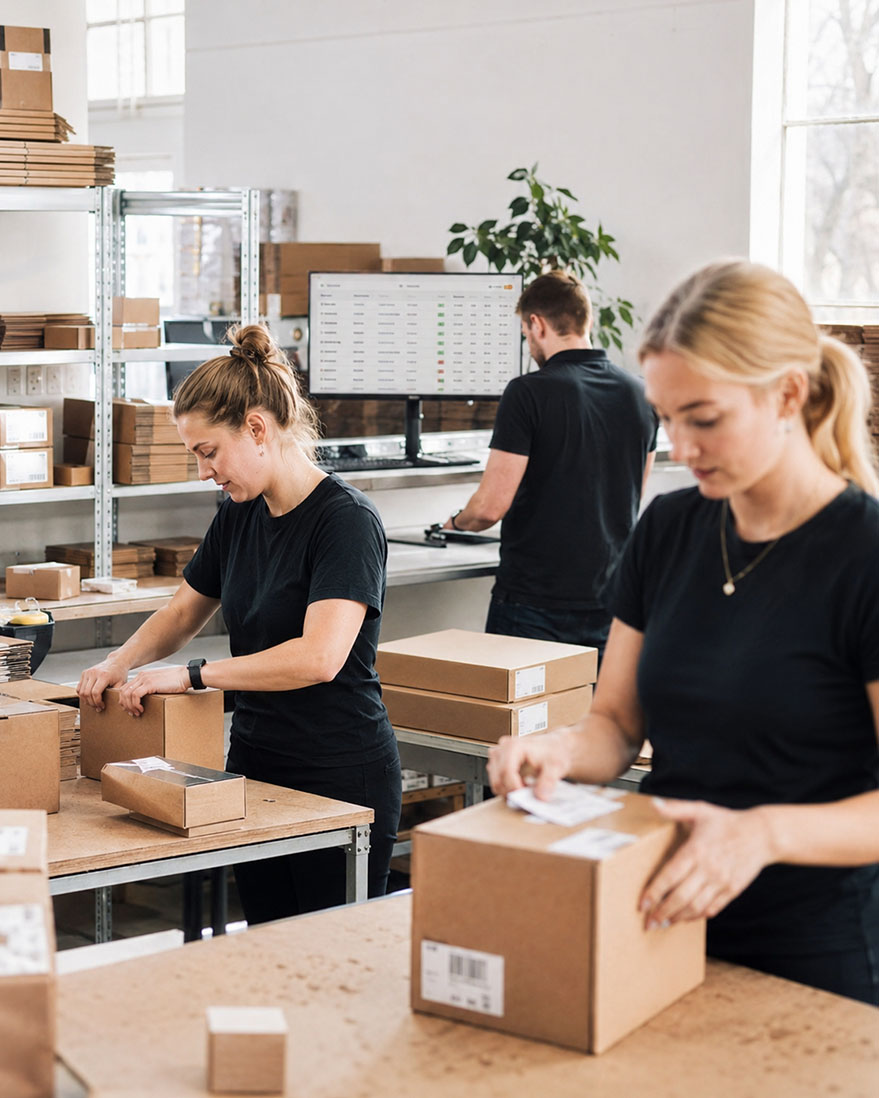 Mennesker der pakker webshop-ordrer