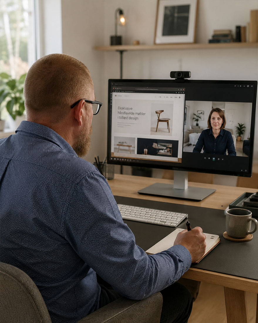 Mikkel fra MULD Digital i digitalt møde med kunde
